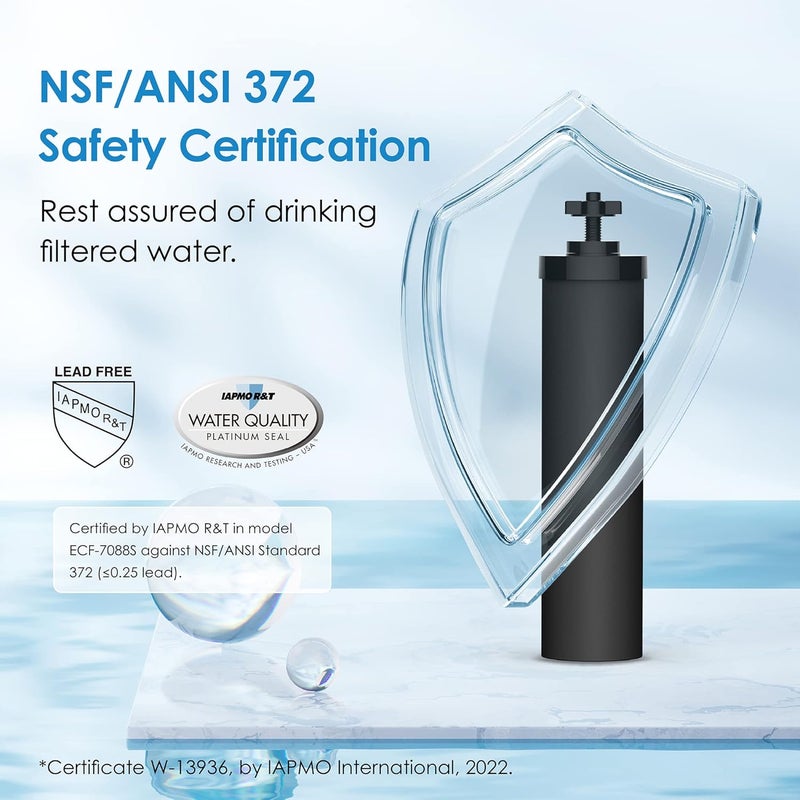 Waterdrop Upgrade NSF/ANSI 372 Certified Water Filter, Silver Ions Added, Replacement for Berkey® BB9-2® Black Filters, Berkey® Gravity Water Filter System and King Tank Series - Image 4